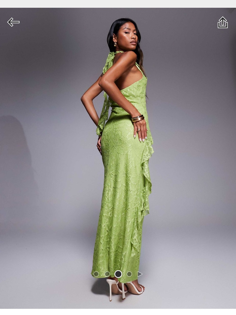 ASOS Lime Green Ruffled Halter Maxi Dress - Picture 3 of 4